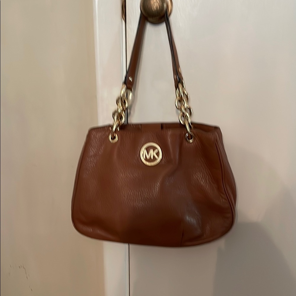 Michael Kors Brown Shoulder Bag with Gold Hardware